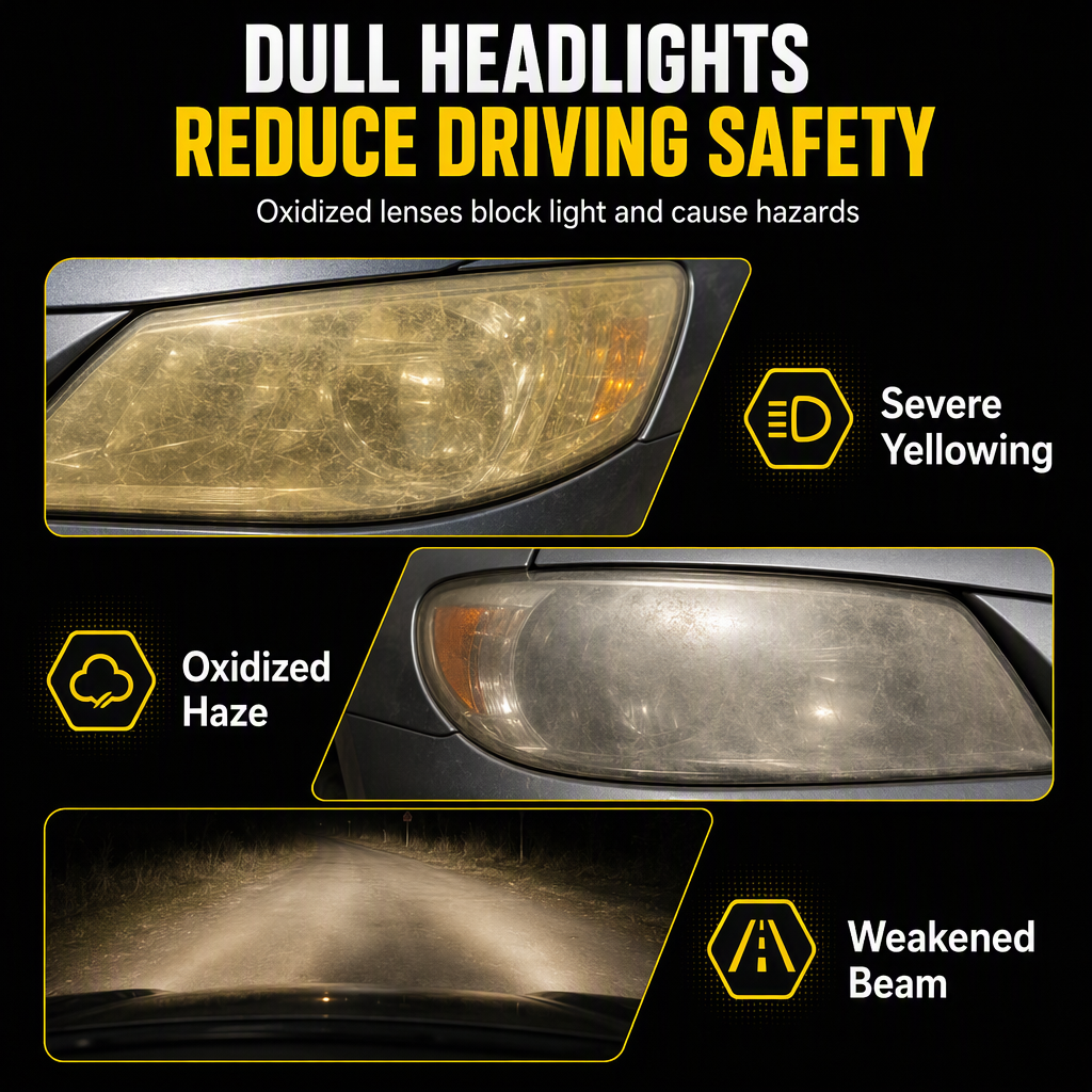 🚗 Headlight Restoration Spray – Remove Yellowing & Restore Clarity