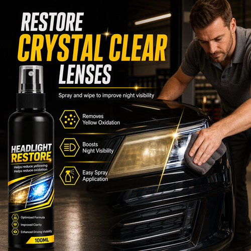 🚗 Headlight Restoration Spray – Remove Yellowing & Restore Clarity