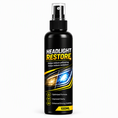 🚗 Headlight Restoration Spray – Remove Yellowing & Restore Clarity