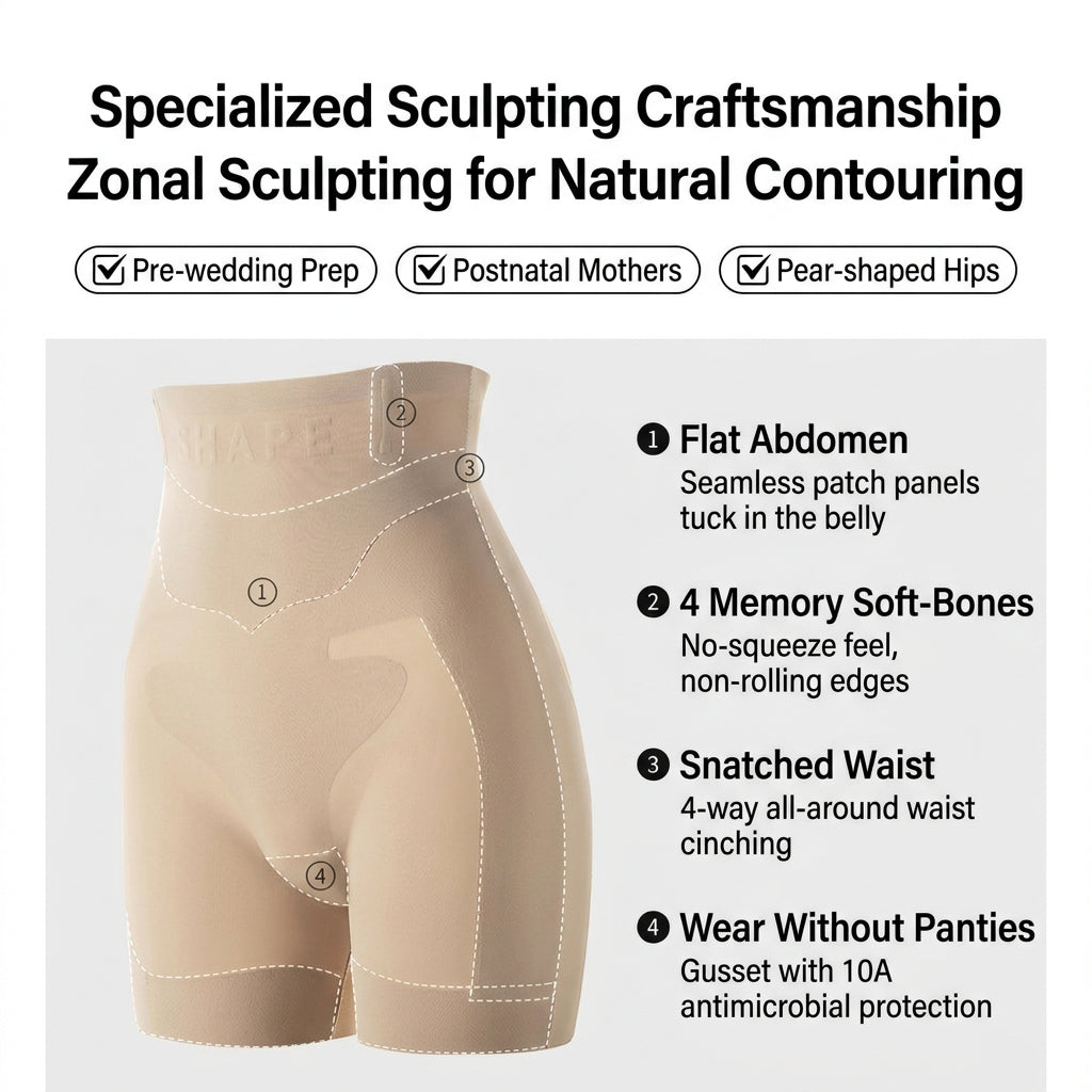 🍑 4-in-1 Peach Lift Shapewear Shorts | Tummy Control, Butt Lifting, Breathable Slimming Safety Shorts