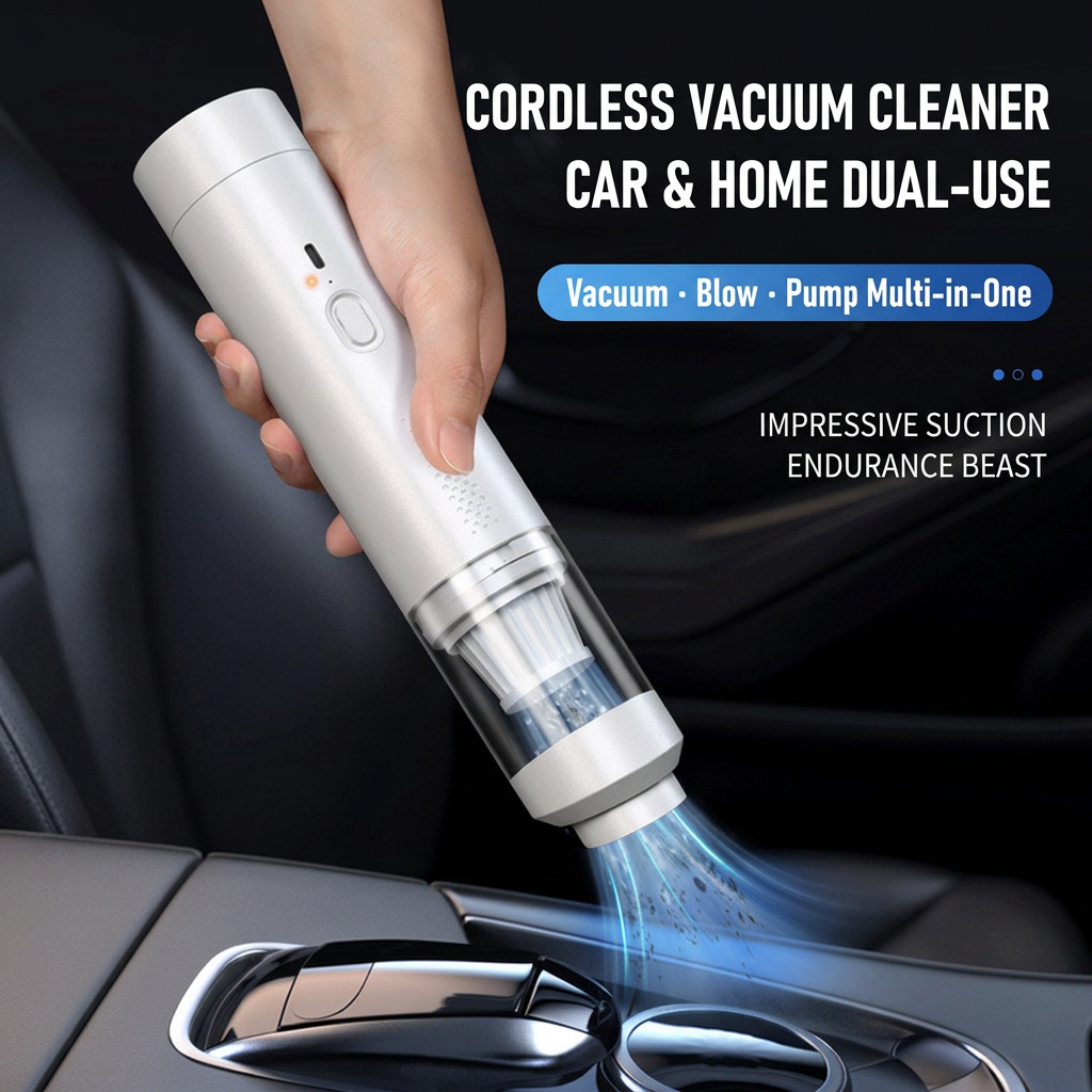 🧹 Brushless Handheld Wireless Car Vacuum Cleaner, Suction & Blowing Dual Purpose, Pet Hair Collector, Portable Dust Remover for Car Interior & Home Cleaning