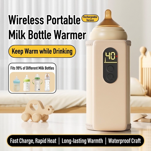 🍼 Wireless Rechargeable Baby Bottle Warmer | Portable Outdoor Heated Sleeve ✨