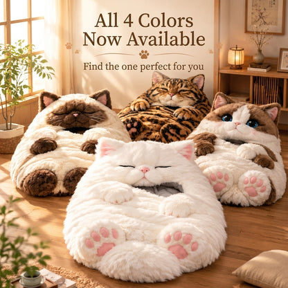 🐱Warm Plush Cat-Themed Sleeping Bag for Adults｜Thick Winter Wearable Sleep Bag!