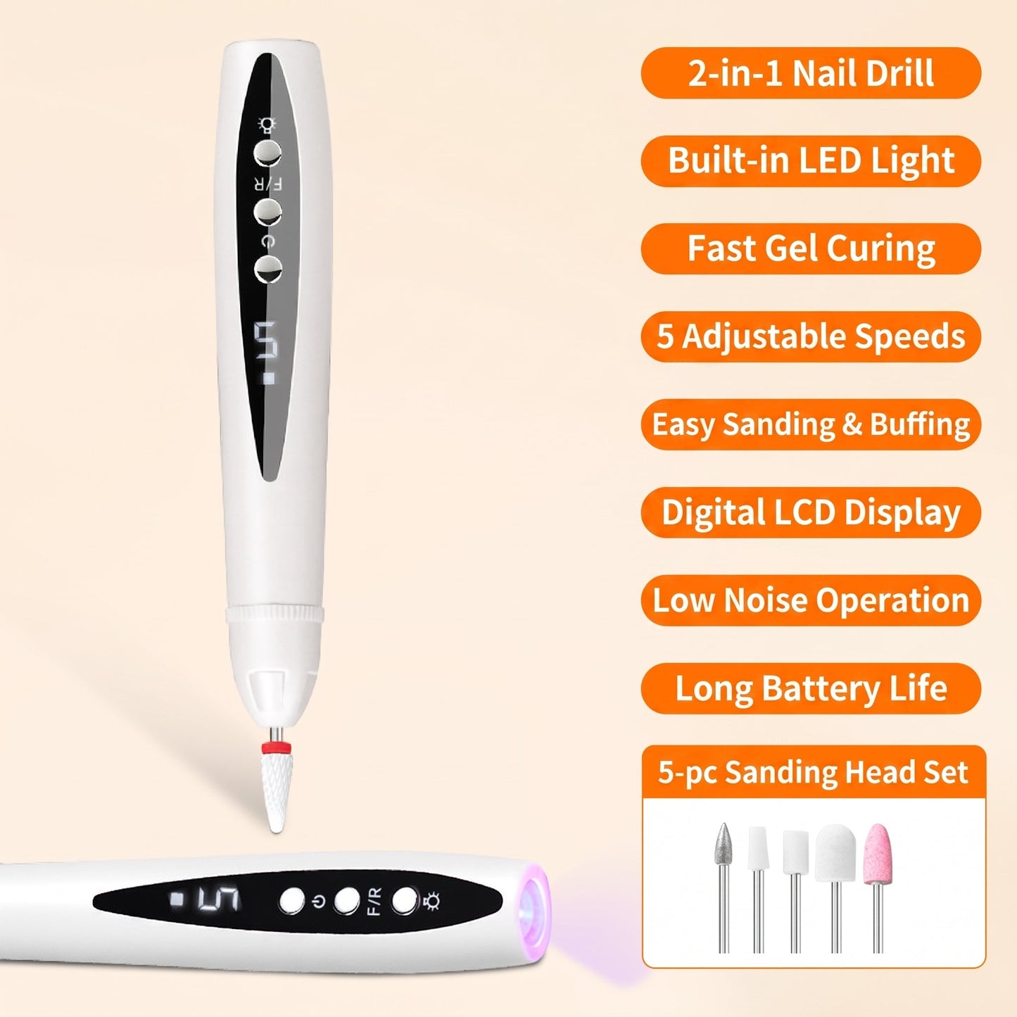 💅✨ 2-in-1 Electric Nail Drill with UV Lamp💖🔋