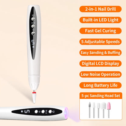 💅✨ 2-in-1 Electric Nail Drill with UV Lamp💖🔋