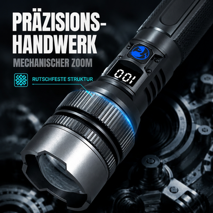 💎 50 % Rabatt! 💎 Hochleistungs-Taschenlampe: ausgestattet mit einem wärmeableitenden Kopf aus Aluminiumlegierung und Teleskop-Zoom-Funktion für starkes, gebündeltes Licht; dient zudem als Powerbank und verfügt über eine digitale Akkustandsanzeige.
