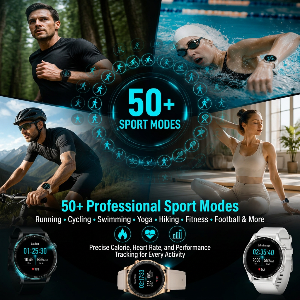Waterproof Smartwatch with Flashlight 💡 1.5-inch Round Screen, 230mAh Pure Cobalt Battery, Bluetooth Calling Smart Watch for Outdoor Camping Hiking Adventure