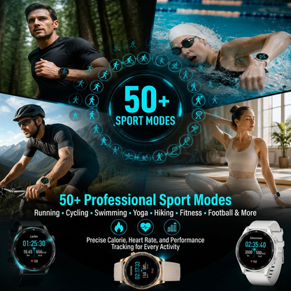 Waterproof Smartwatch with Flashlight 💡 1.5-inch Round Screen, 230mAh Pure Cobalt Battery, Bluetooth Calling Smart Watch for Outdoor Camping Hiking Adventure