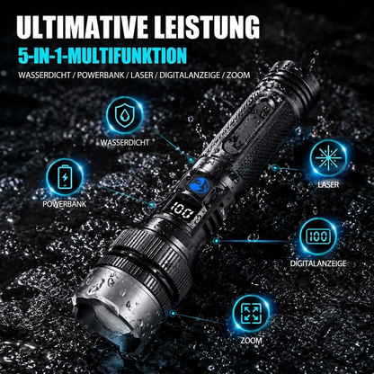💎 50 % Rabatt! 💎 Hochleistungs-Taschenlampe: ausgestattet mit einem wärmeableitenden Kopf aus Aluminiumlegierung und Teleskop-Zoom-Funktion für starkes, gebündeltes Licht; dient zudem als Powerbank und verfügt über eine digitale Akkustandsanzeige.