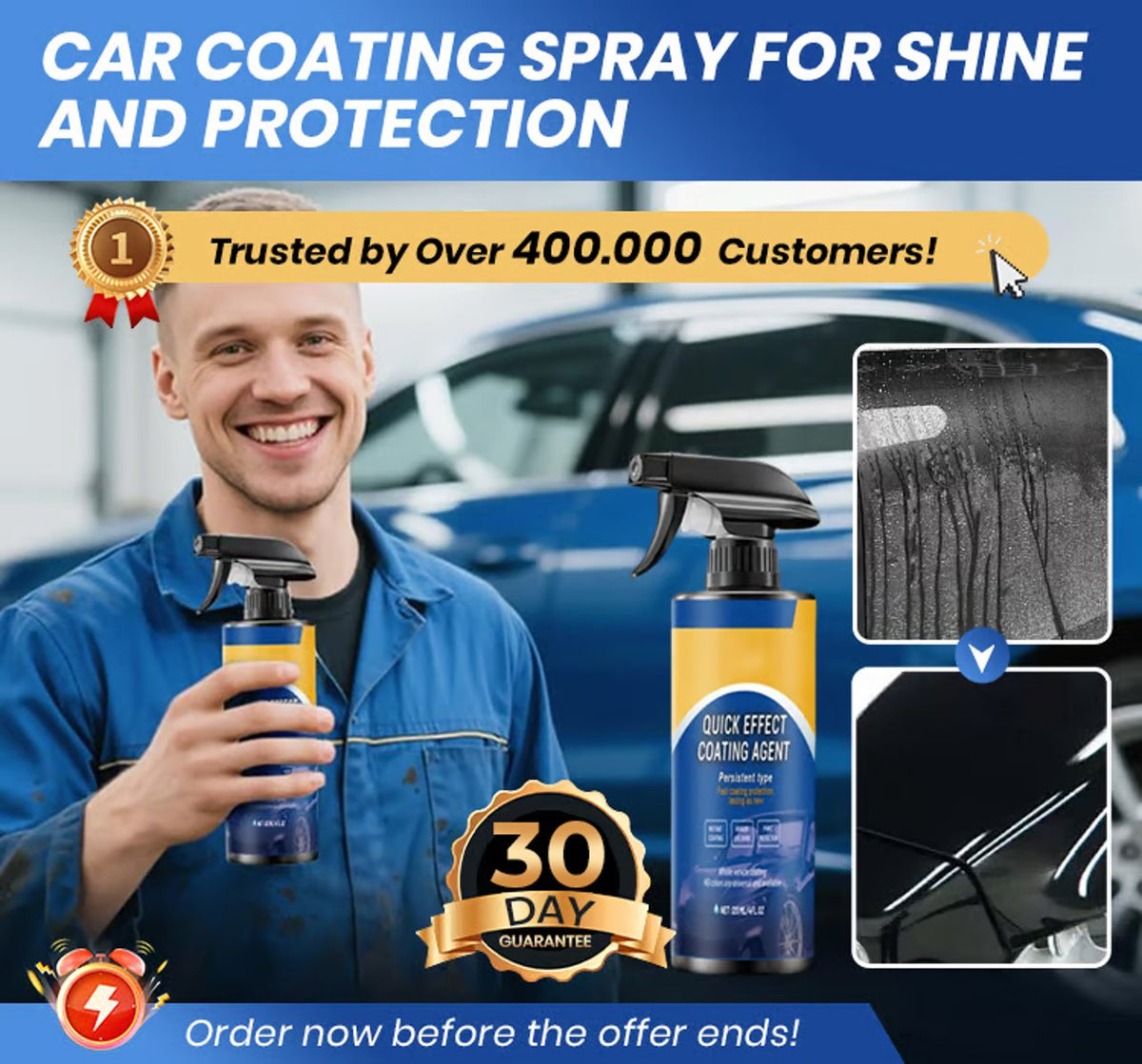 💥Last 200 Bottles, Buy 1 Get 1 Free 🚗Car Coating Spray for Shine & Protection✨